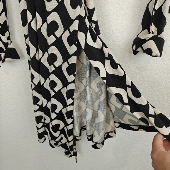 Diane von Furstenberg DVF Black White Chain Link Giant Julian Silk Wrap Dress 2 - Picture 7 of 15